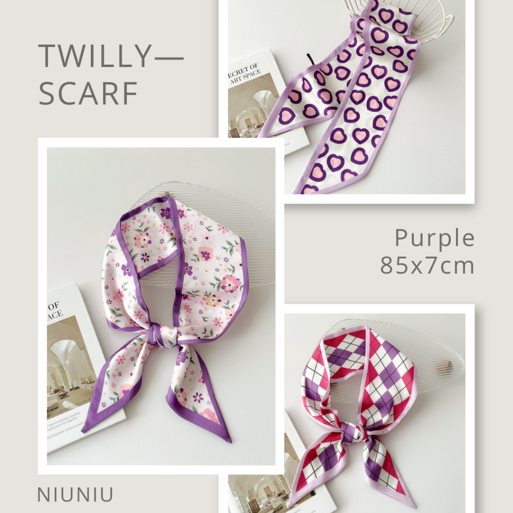 Jual Twilly Scarf/Scarf Tas/Pita Rambut Wanita/Motif Ungu | Shopee ...