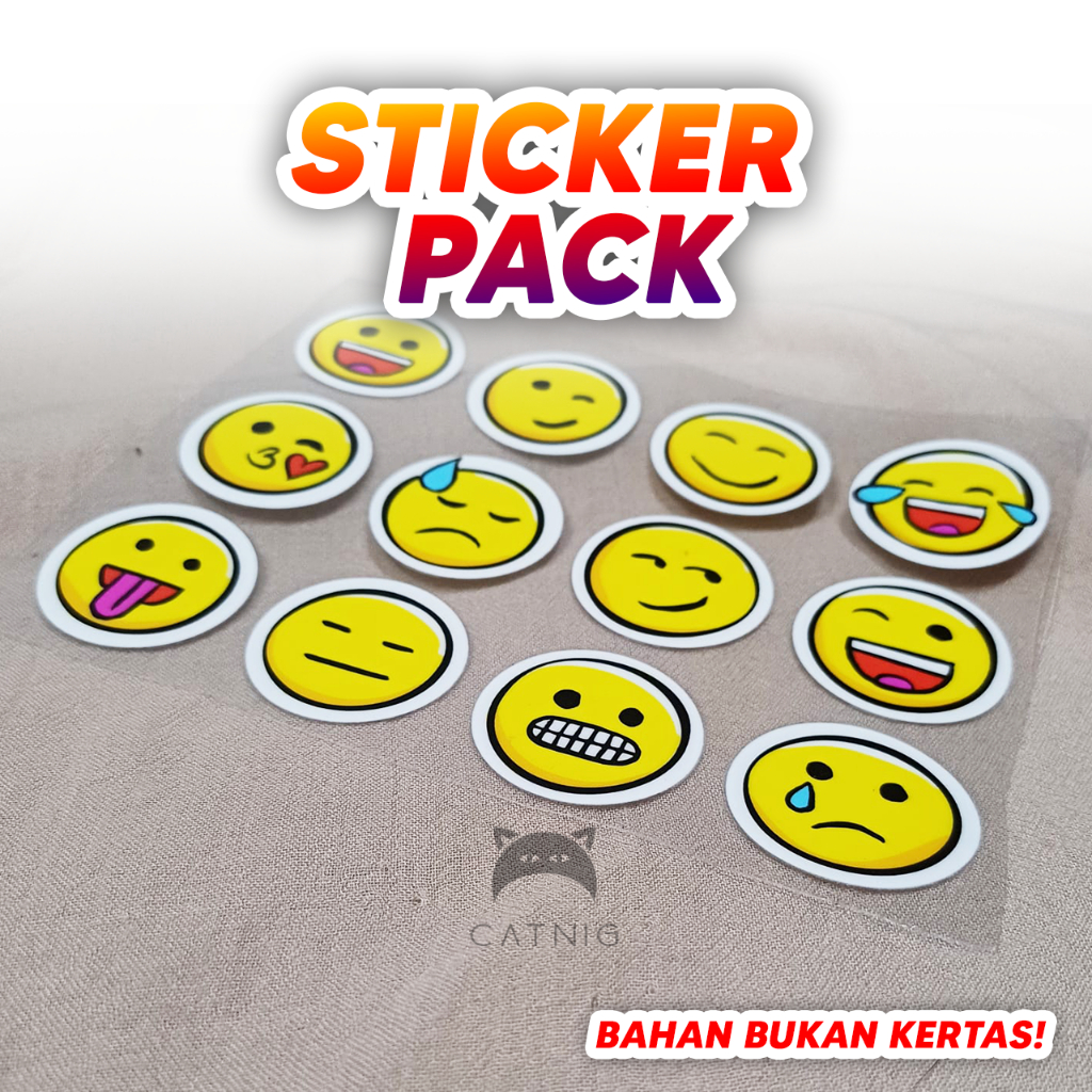 Jual CATNIG Paket Sticker emoticon kartun timbul anti air panas Sticker ...