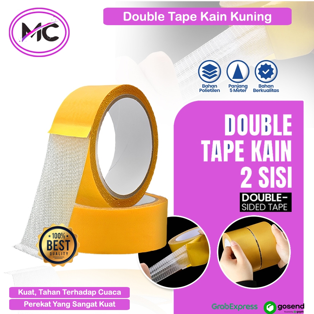 Jual Double Tape Kain Dua Sisi Lakban Kuning Double Tape Doble tip Lem ...