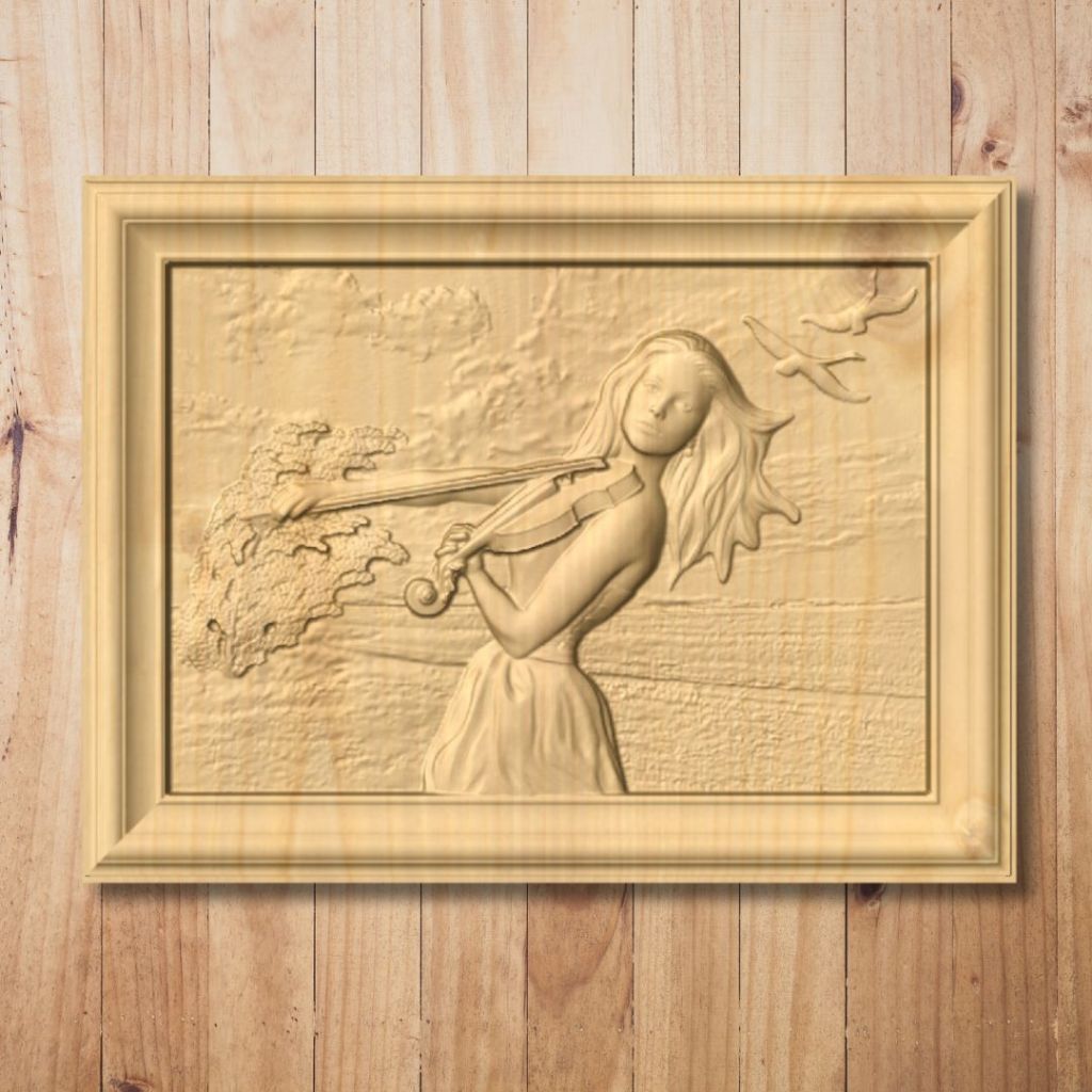 Jual Ukiran Kayu 3d Model Gadis Bermain Biola Wall Decor Aesthetic ...