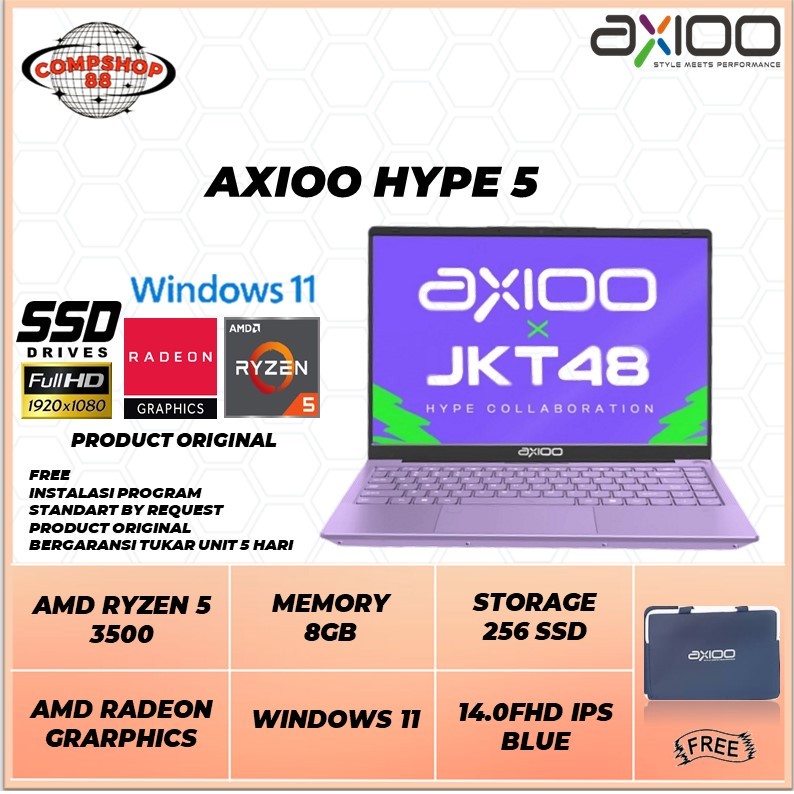 Jual Laptop Axioo Hype 5 AMD X3 LOLLIPOP RYZEN 5 3500 8GB 256GB W11 14 ...