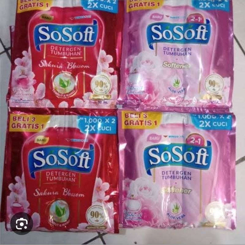 Jual Sosoft Deterjen Cair Renceng 80 ml (2x40ml) / So soft Deterjen ...