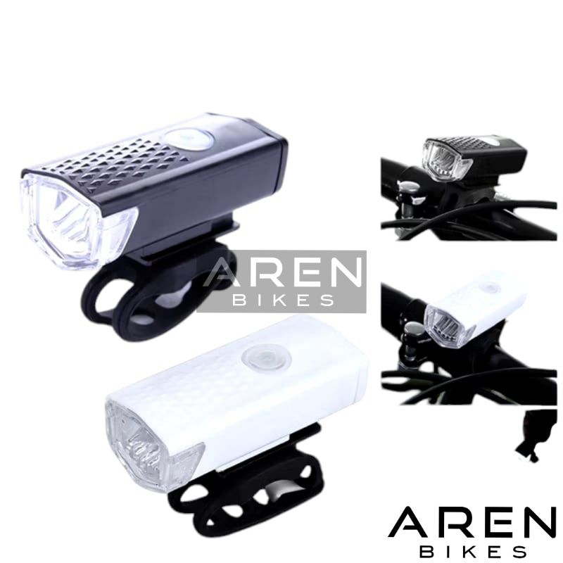 Jual LAMPU LED DEPAN SEPEDA ISI ULANG CHARGE USB ANTI AIR 300LM SENTER ...
