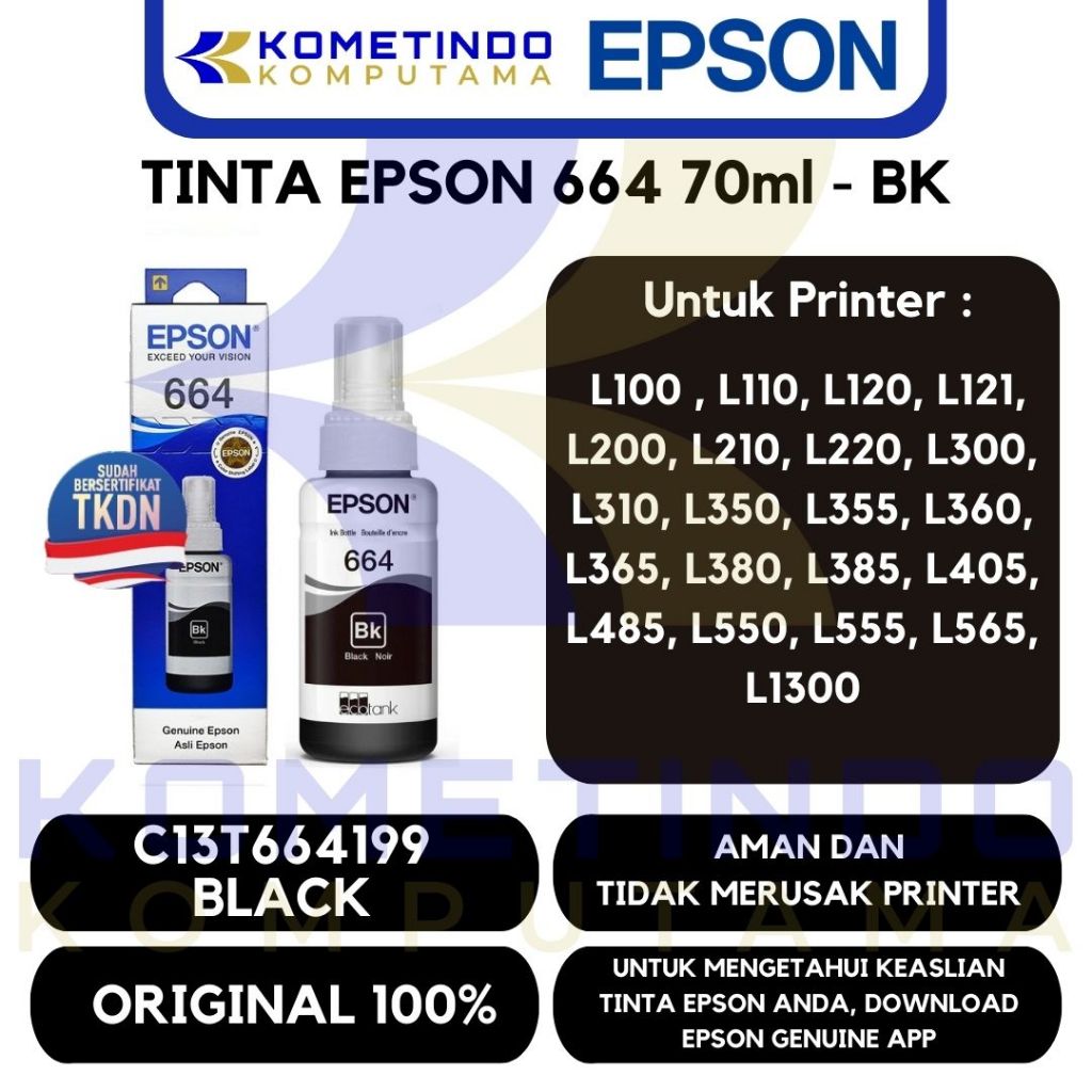 Jual Tkdn Box T Black Ml Tinta Epson Jamin Original Box T Hitam L L L