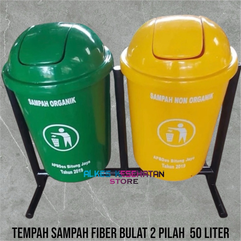 Jual Tempah sampah fiber Bulat 50 liter 2 pilah | Wadah Simpan Sampah ...