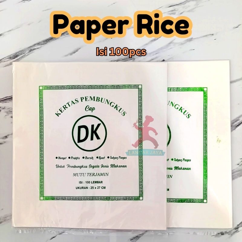 Jual Paper Rice / Bungkus Nasi kertas Putih Cap Dk 100 Lembar | Shopee ...