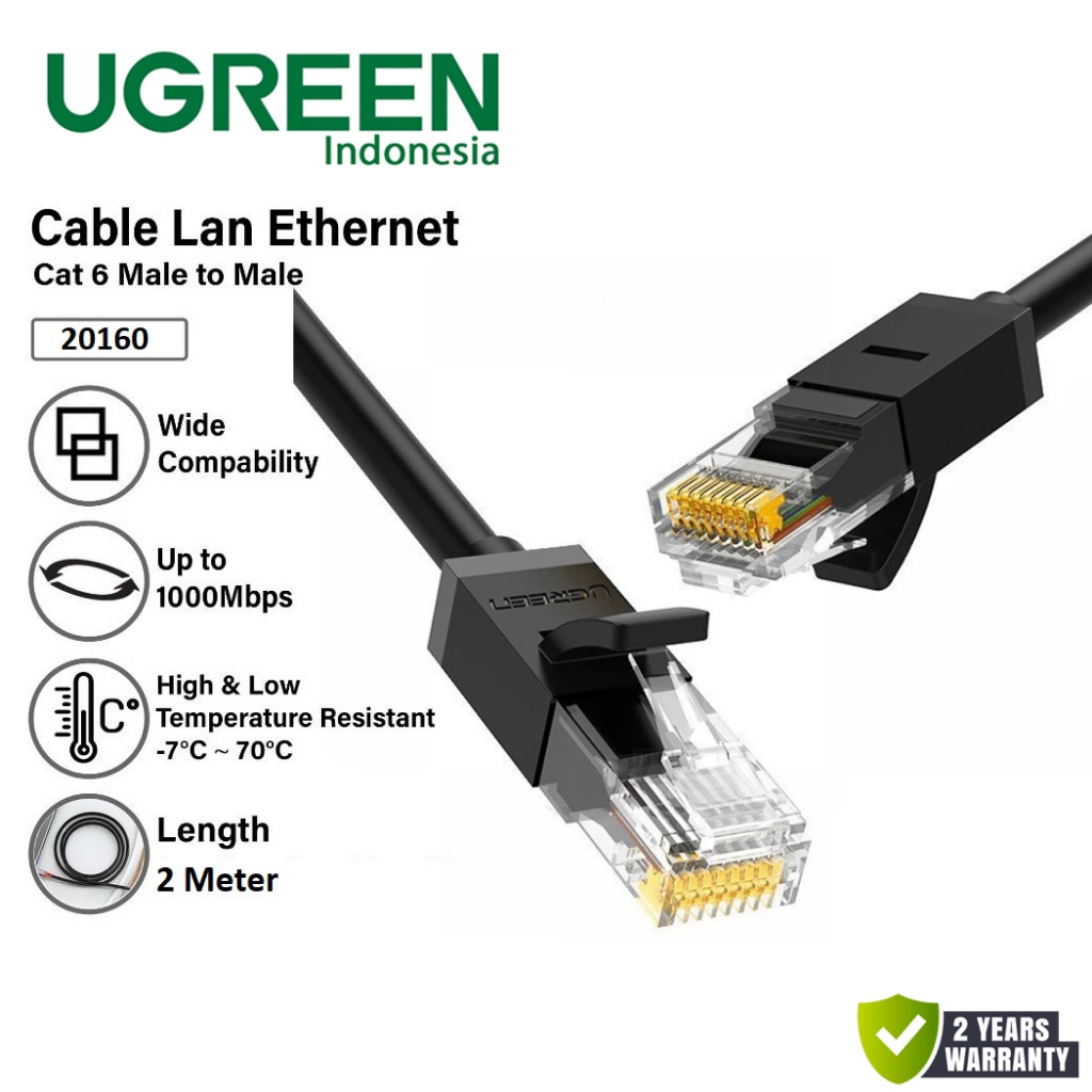 Jual UGREEN 20160 Kabel LAN RJ45 CAT 6 2 Meter 2M Gigabit Ethernet UTP ...