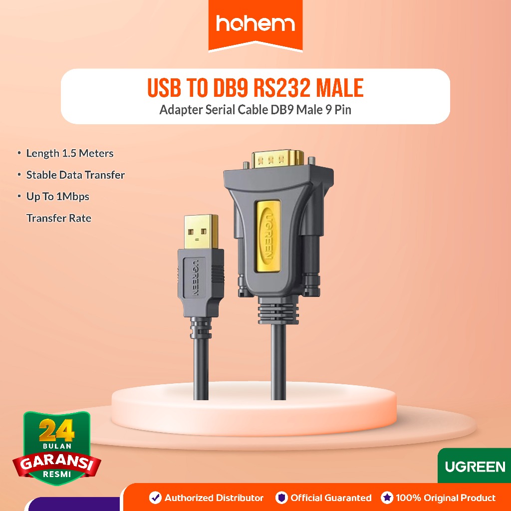 Jual UGREEN 20211 Kabel USB Male to Male RS232 DB9 Serial Converter ...