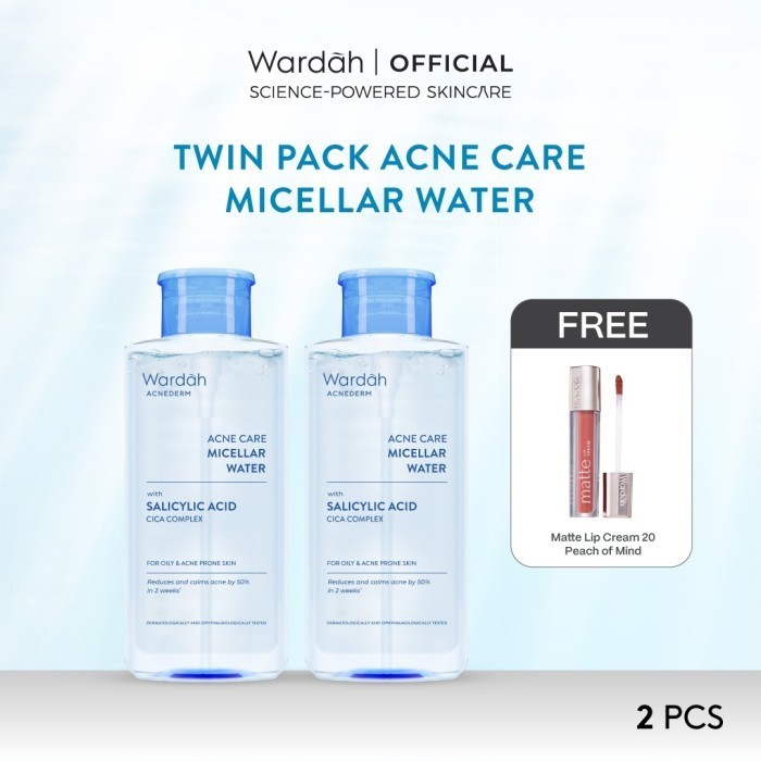 [TWINPACK] Wardah Micellar Water 400 ml (Perfect Bright, Nature Daily, Lightening Oil, Acnederm) - Pembersih Make Up Waterproof