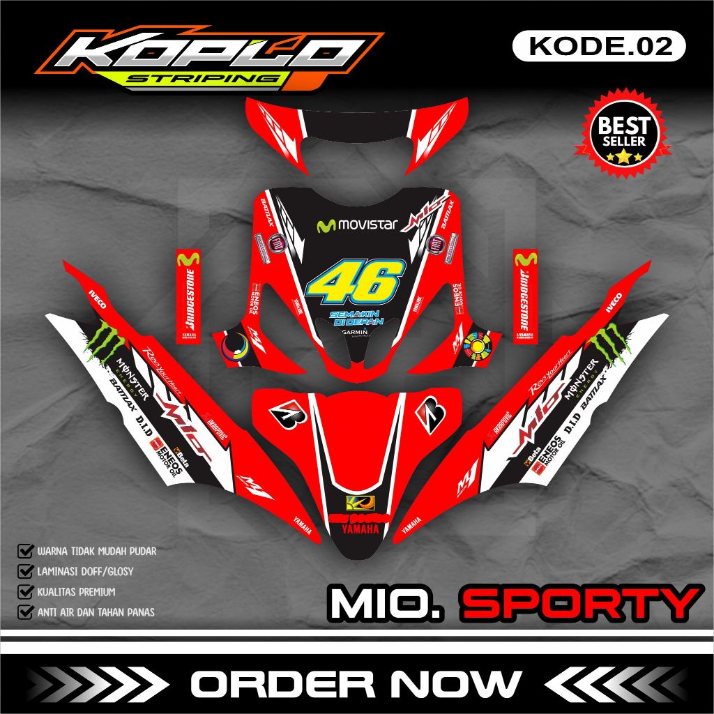 Jual Sticker Striping Decal Full Body MIO Sporty - Stiker Decal Variasi ...