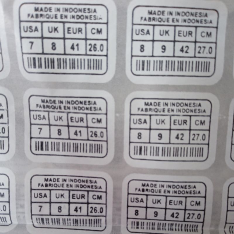 Jual label size sepatu gosok isi 5 lembar ,uk 39s/d43 | Shopee Indonesia