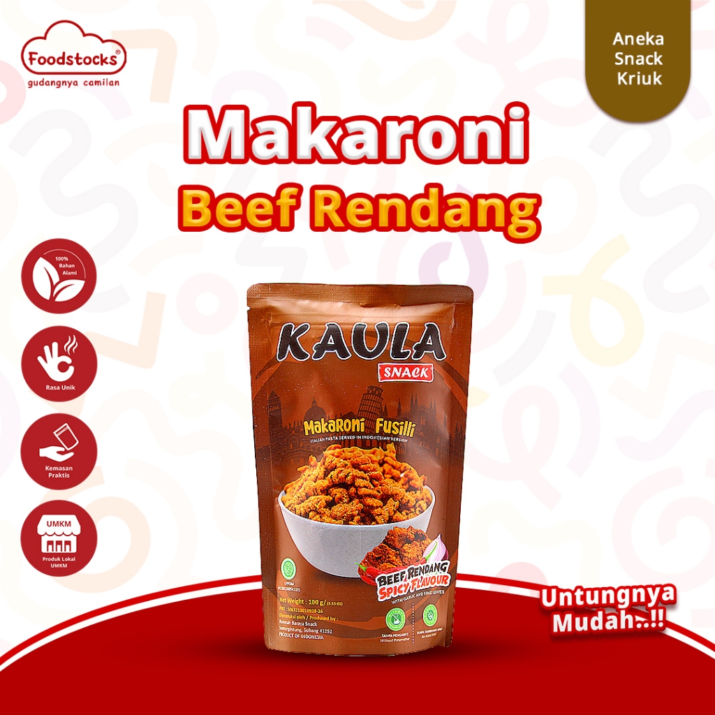 Jual Kaula Snack - Makaroni Fusilli Beef Rendang 100gr | Shopee Indonesia