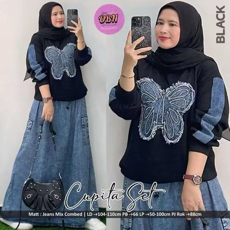 Jual Setelan Rok Jeans Wanita Atasan Combed 24S, Rok Jeans Cargo ...