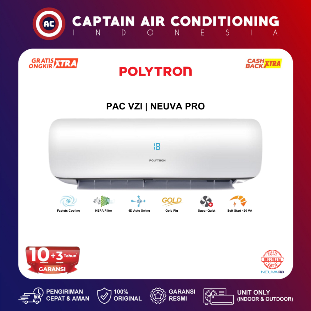 Jual POLYTRON AC Split PAC05VZI / PAC-05VZI 1/2 PK Neuva Pro | Shopee ...