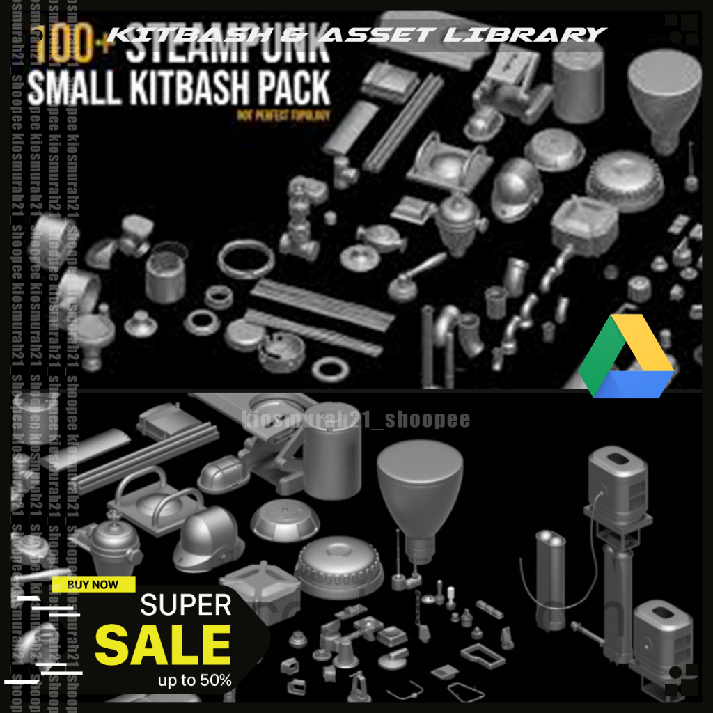 Jual 100 Steampunk small Kitbash pack Vol 2 Kitbash 3D Model Asset ...