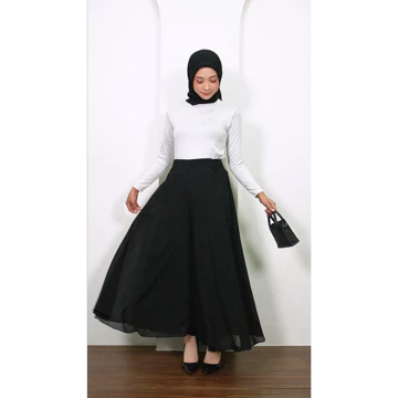 Celana Kulot Panjang Payung Lebar Wanita Muslimah Polos Palazzo Sifon Chiffon Ceruty Pants
