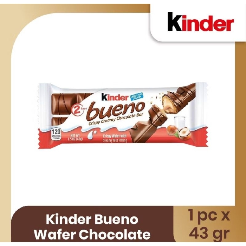 Jual Kinder Bueno Chocolate Wafer Lapis Coklat 43gr | Shopee Indonesia