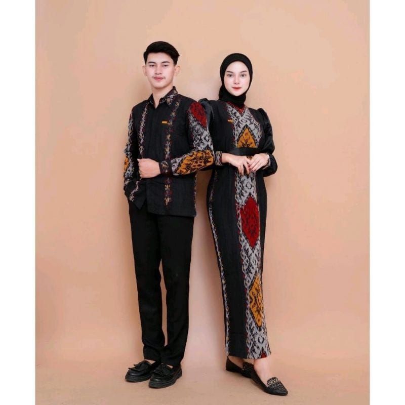 Jual SET COUPLE MOTIF ROTE baju tenun couple pria wanita -baju pesta ...