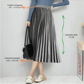 Rok Plisket Bludru Pendek 7 8 Premium Rok Bludru Velvet Premium Bisa