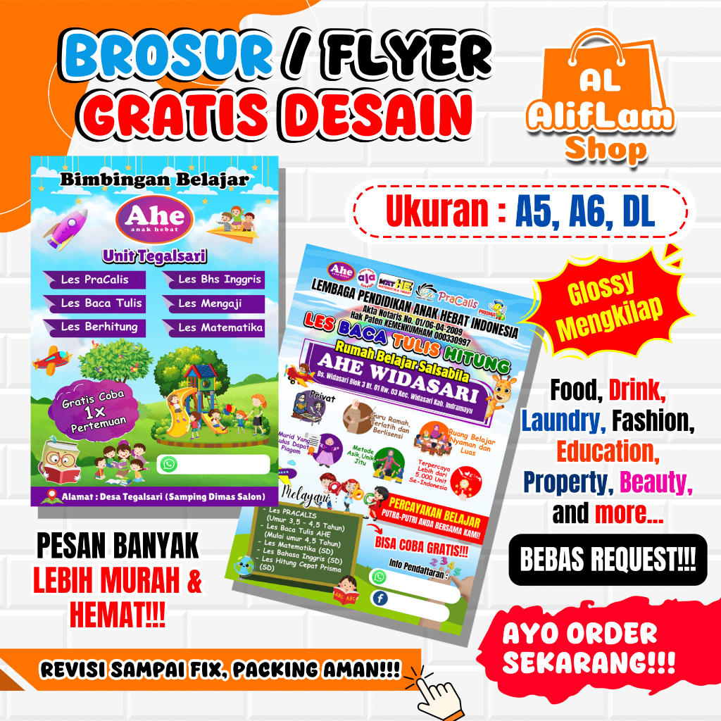 Jual Cetak Brosur Flyer Mengkilap Murah Free Desain Revisi Sampai Fix Artpaper Gsm