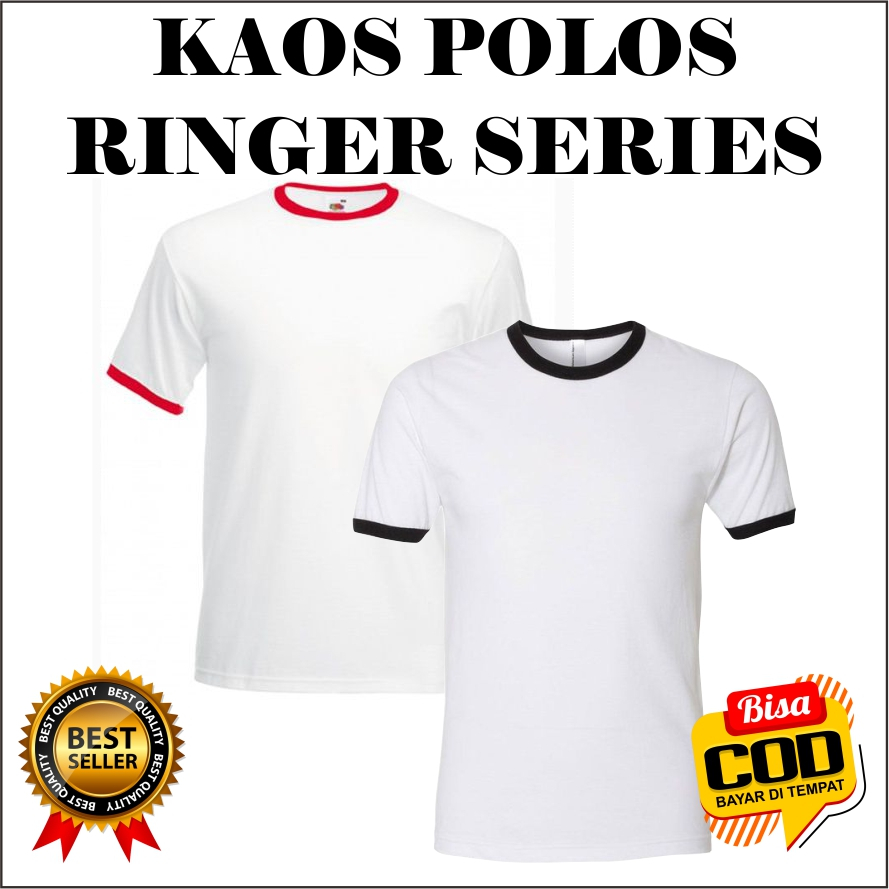 Jual kaos polos ringer tees series - kaos polos ringer tees hitam merah ...