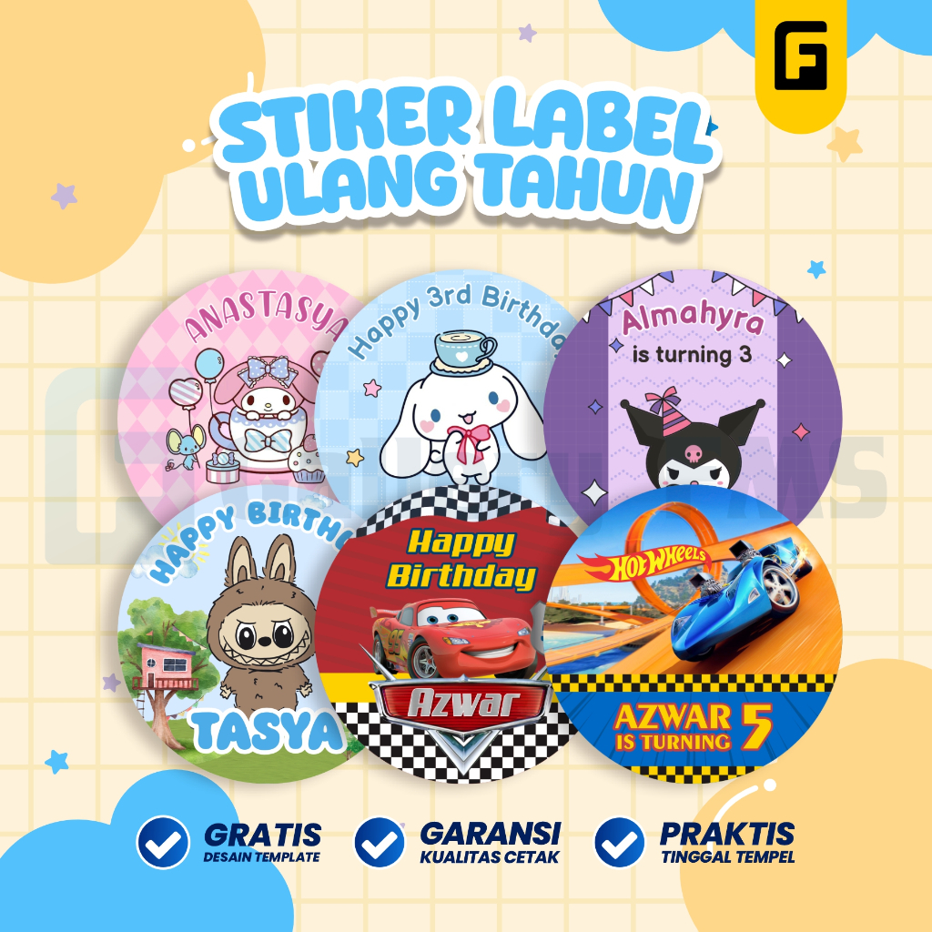 Jual Stiker Ulang Tahun Anak - Stiker Birthday Custom - Sticker Ultah ...