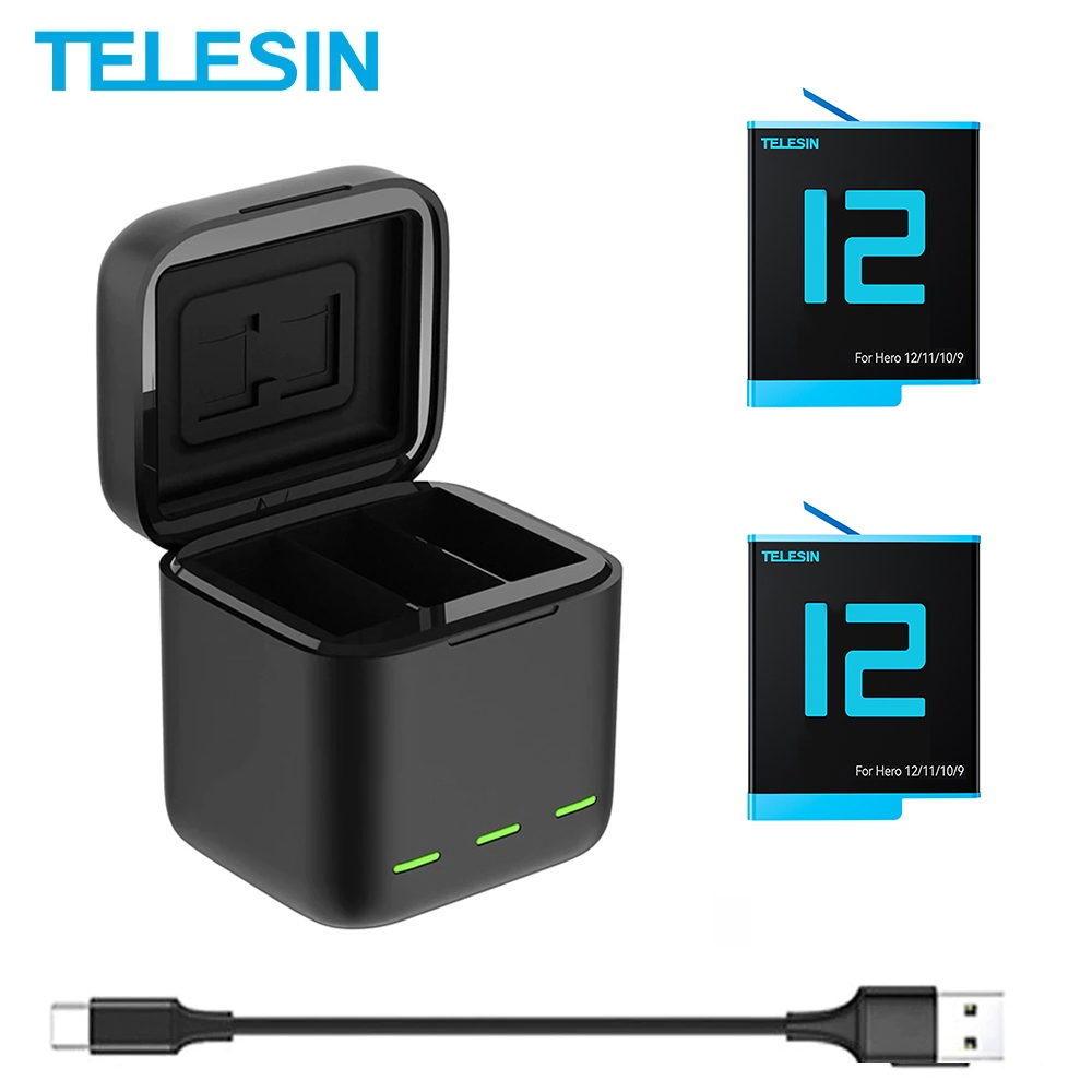Jual TELESIN Go Pro Tempat Penyimpanan Pengisi Daya Baterai Kotak ...