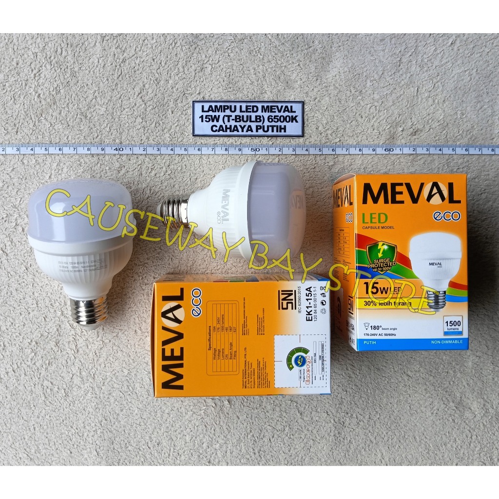 Jual LAMPU LED 15W KAPSUL (T-BULB) MEVAL CAHAYA PUTIH | Shopee Indonesia