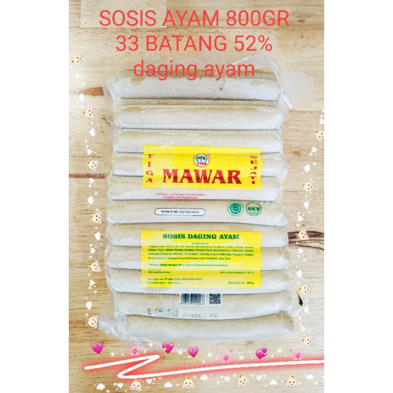 Jual MAWAR SOSIS AYAM 800GR ISI 33PC 52% DAGING AYAM BERSERTIFIKAT ...