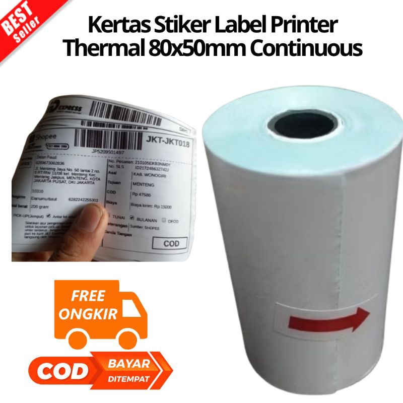 Jual [JIB] BAYAR DI TEMPAT- 1 ROL Kertas Stiker Label Printer Thermal ...