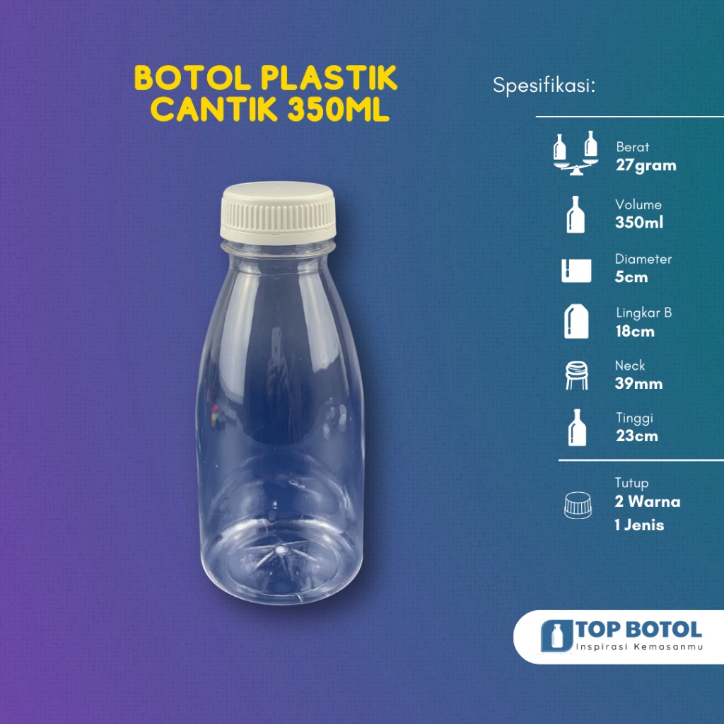 Jual (Paket isi 30pcs) BOTOL PLASTIK 350ML BOTOL KALE CANTIK 350ML ...