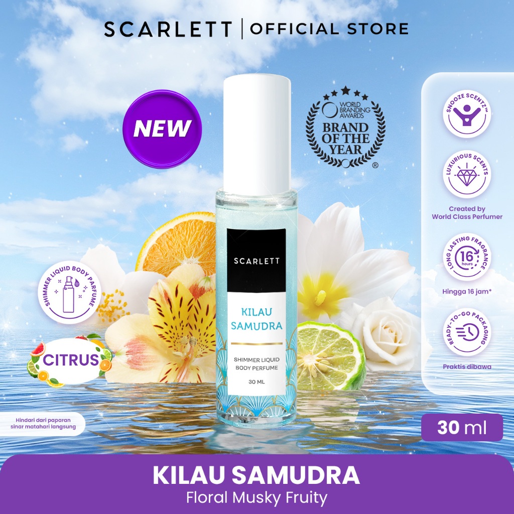 Jual Scarlett Whitening Shimmer Liquid Body Perfume Kilau Samudra 30ml