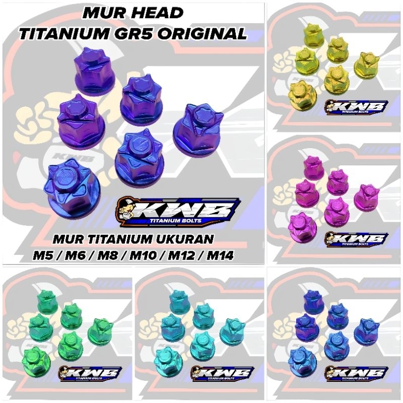 Jual Mur head titanium m6 m8 m10 m12 m14 mur titanium drat 10 12 14 17 ...