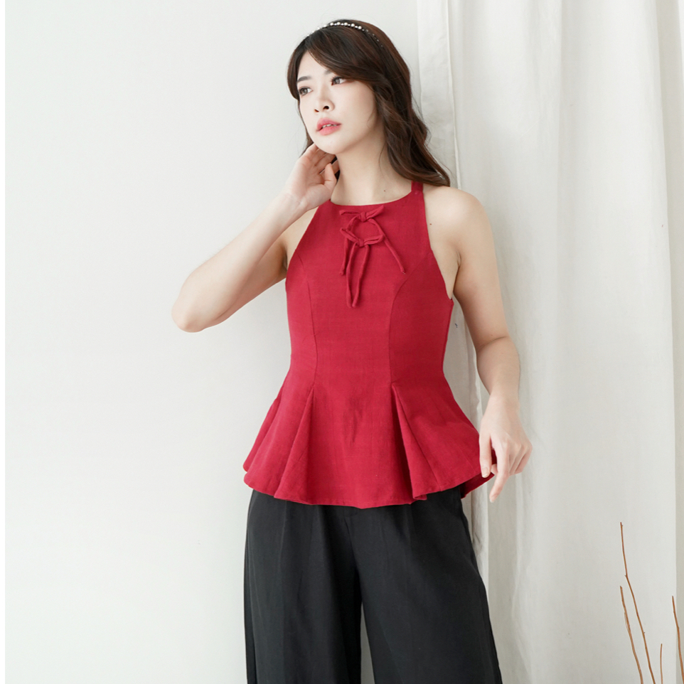 Jual JOUETA | Cyra Top | Cherry Red Maroon Halter Neck Merah | Premium ...