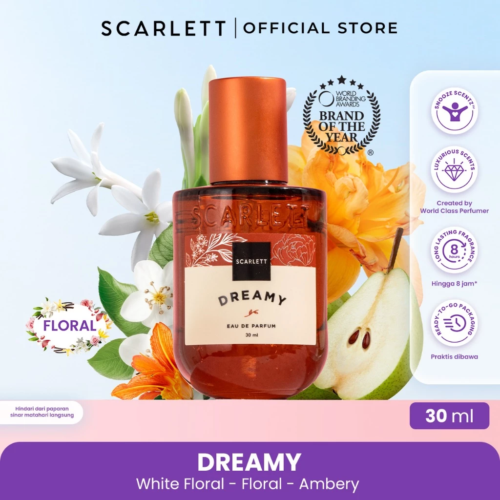 Scarlett Whitening Eau De Parfum Dreamy 30ml - Parfum Wangi Mewah Segar dan Tahan Lama