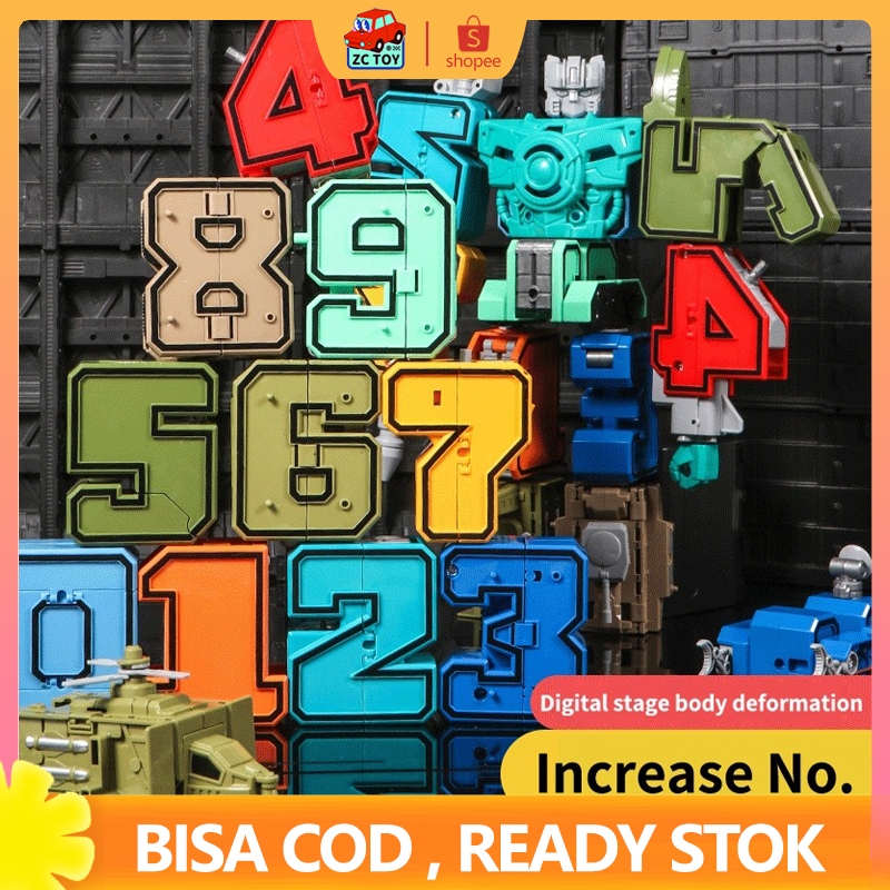 Jual ZCTOY Mainan Anak DIY Number 0-9 Transformers Number Robot Mainan ...