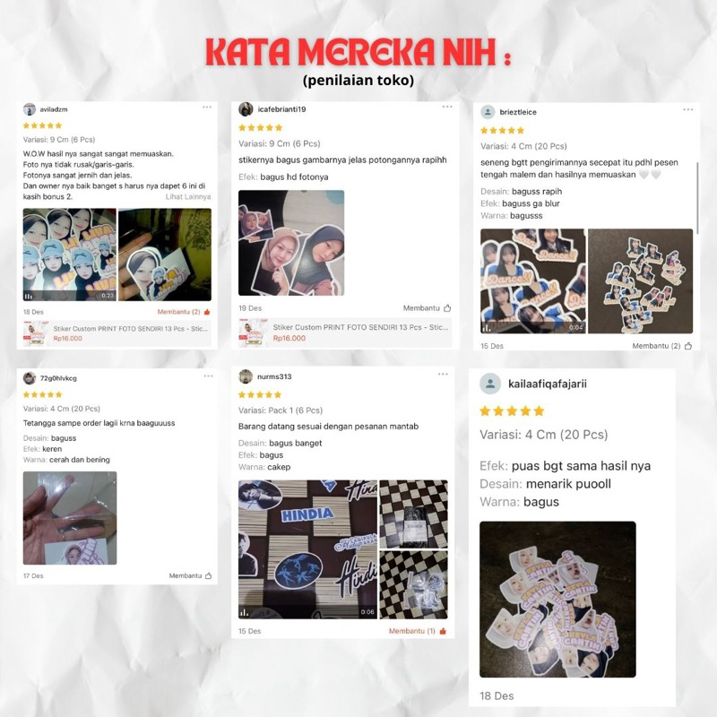 Jual Stiker Custom PRINT FOTO SENDIRI 20 Pcs - Sticker Vinyl + Laminasi ...