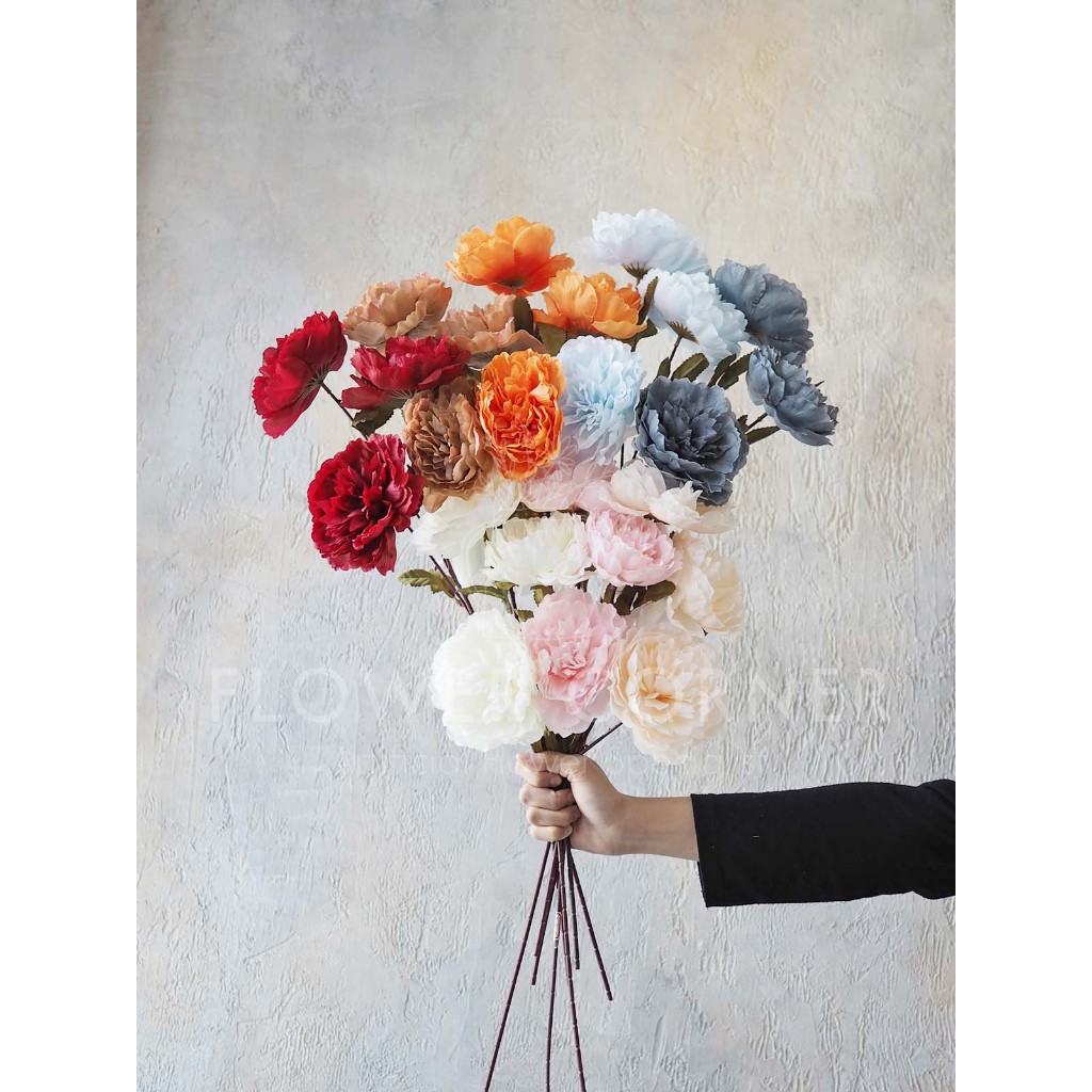 Jual Bunga Artificial Peony Rustic 3 Kuntum Affordable (B24075 ...