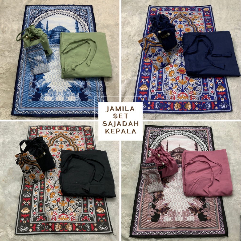 Arbifa | Promo Full Set Mukena + Sajadah Kepala Jamila Dewasa Travel Series Katun Polos Renda Arbifa