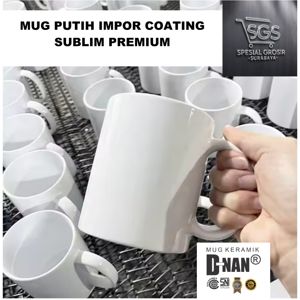 Jual Mug Coating Putih Polos Import / Sablon Mug Sublim Super White ...