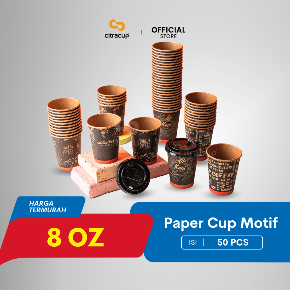 Jual GELAS KOPI ISI 50 PCS MOTIF - PAPER CUP UNTUK PANAS MOTIF MURAH ...
