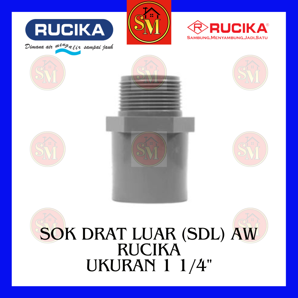 Jual Socket / Sok drat luar (SDL) PVC Rucika AW 1 1/4