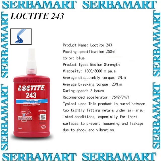 Jual LOCTITE 243 250ML ORIGINAL - LEM BAUT LOCTITE 243 250 ML | Shopee ...