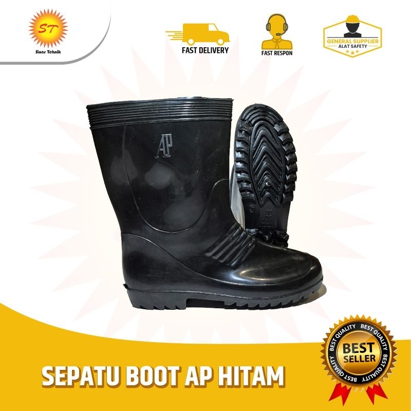 Jual Sepatu Boot AP Hitam Pendek Safety Kerja | Shopee Indonesia