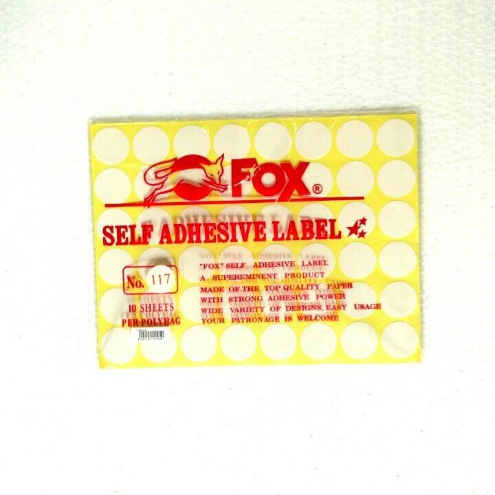 Jual Stiker Label Fox Bulat - Self Adhesive Label No. 114 / 115 / 116 ...