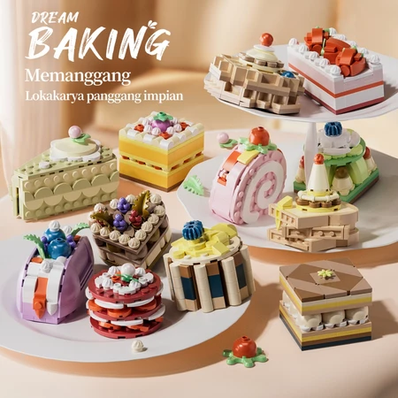 TOY LINX Mainan Blok Balok Susun Cake Mini Mainan Blok Balok Kue Partikel Kecil Hadiah Ulang Tahun