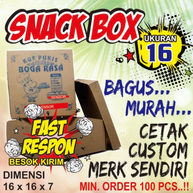 Jual Dus Snack Box 16 CETAK | Tinggi 7 cm | Kraft 290 gr Laminasi ...