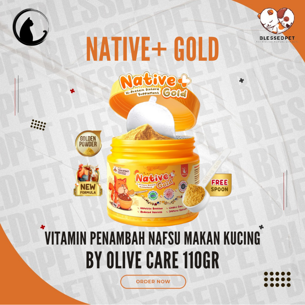 Jual OLIVE CARE Vitamin Kucing NATIVE+ GOLD Protein Tinggi 110gr ...