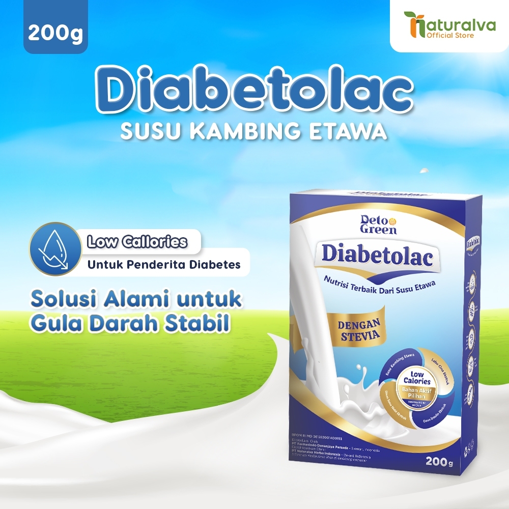 Diabetolac Susu Kambing untuk Penderita Diabetes Manis Alami Stevia Rendah Kalori Susu Etawa Tinggi Serat