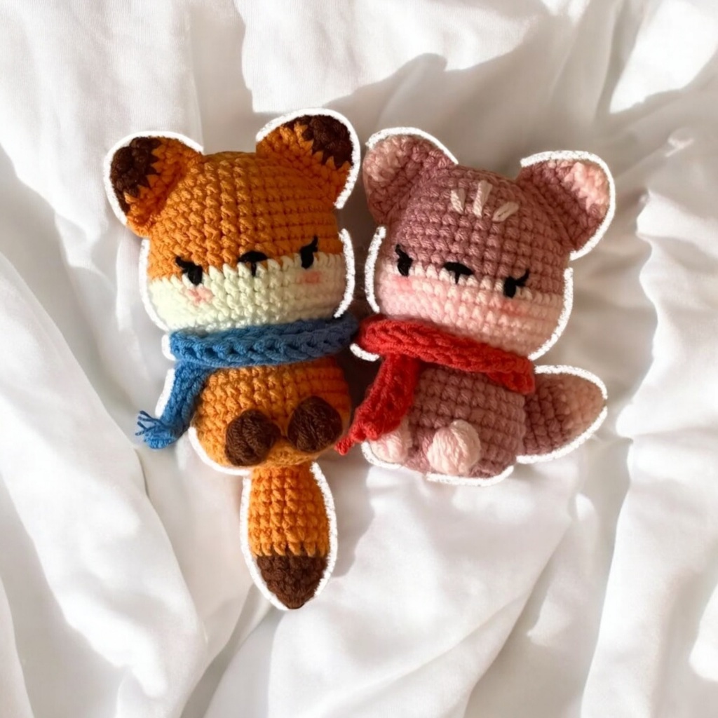 Jual VK-04 Boneka Rajut Amigurumi Pasangan Rubah Gantungan Kunci ...